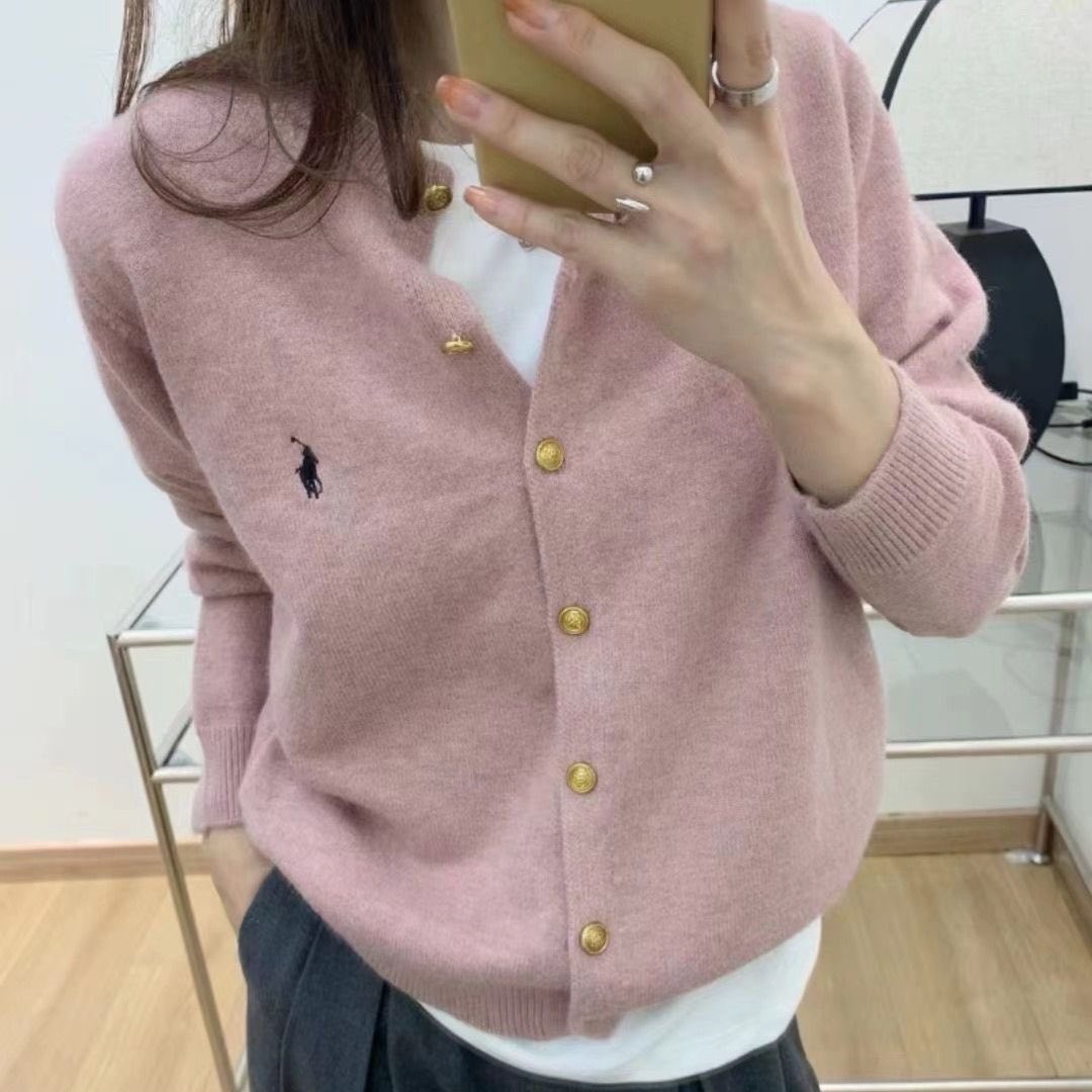 小馬標誌金釦針織開衫