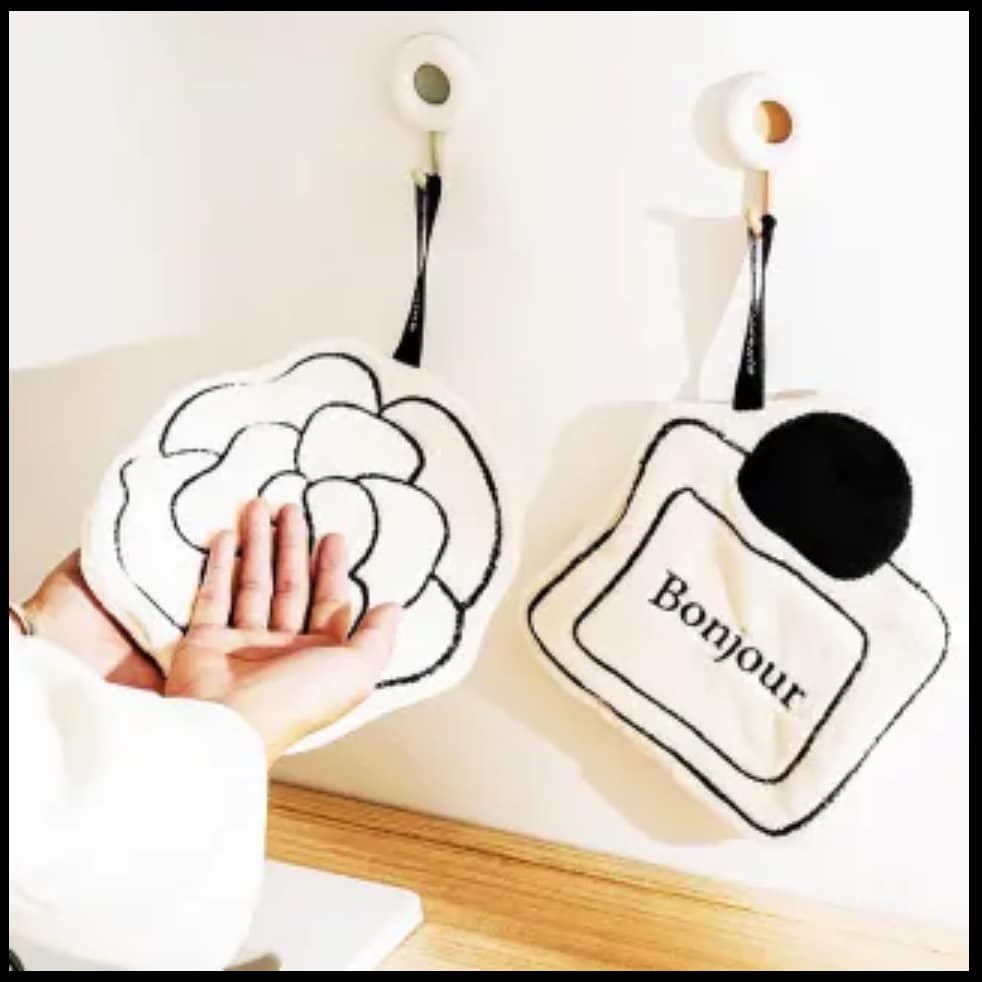 法式小香風珊瑚絨浪漫三入掛式擦手巾組