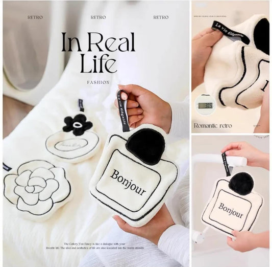 法式小香風珊瑚絨浪漫三入掛式擦手巾組