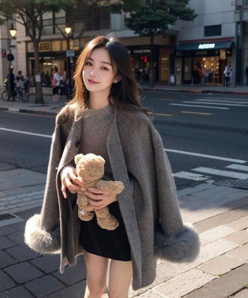 蝴蝶結雙面毛呢大衣