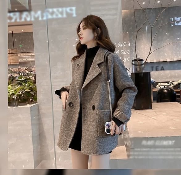 經典人字紋毛呢外套