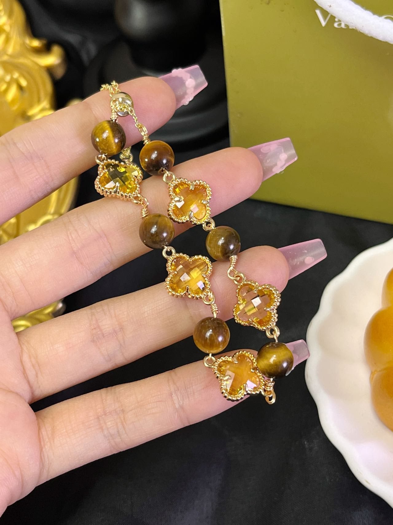 VC黃塔晶四葉草手鍊