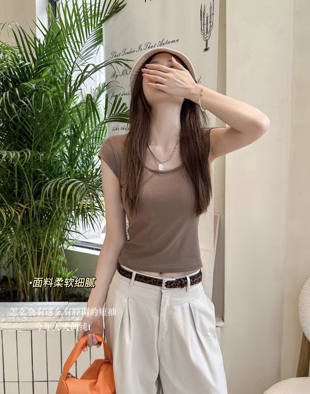 冰絲空調自帶胸墊飛袖T恤