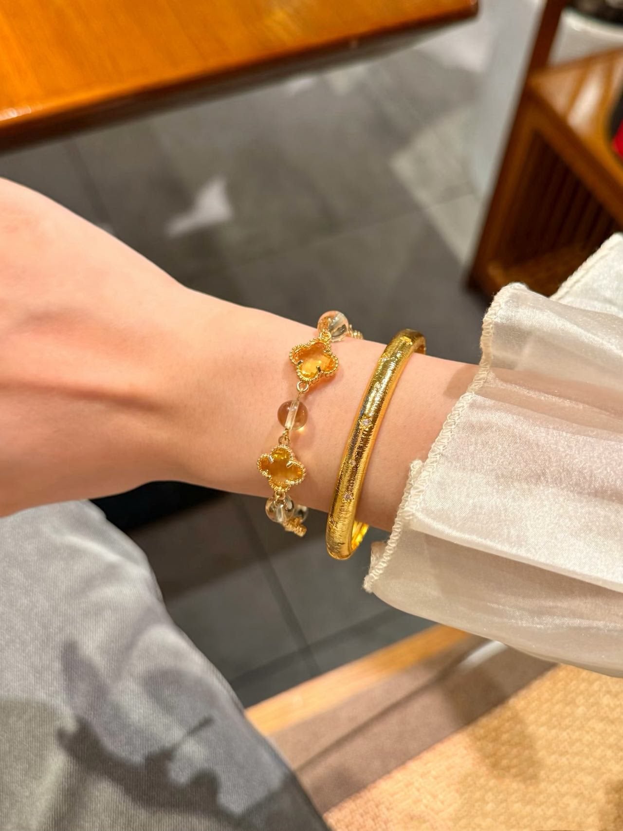 VC黃塔晶四葉草手鍊