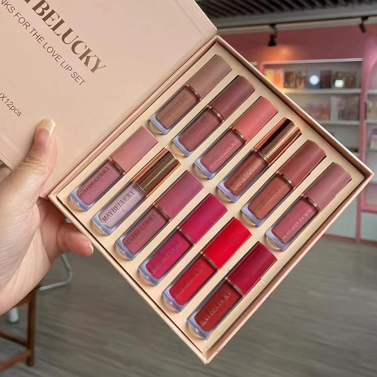 12色持久不脫色霧面＋亮澤雙效唇彩禮盒