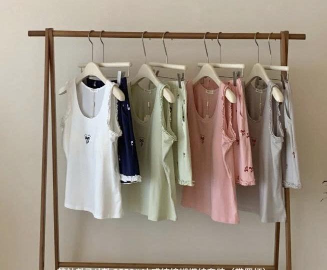 韓國爆款冰感純棉蝴蝶結睡衣