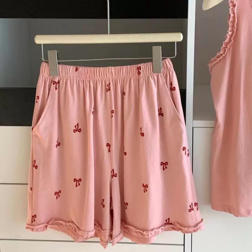 韓國爆款冰感純棉蝴蝶結睡衣