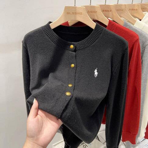 小馬標誌金釦針織開衫