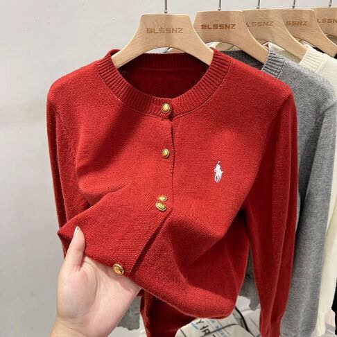 小馬標誌金釦針織開衫