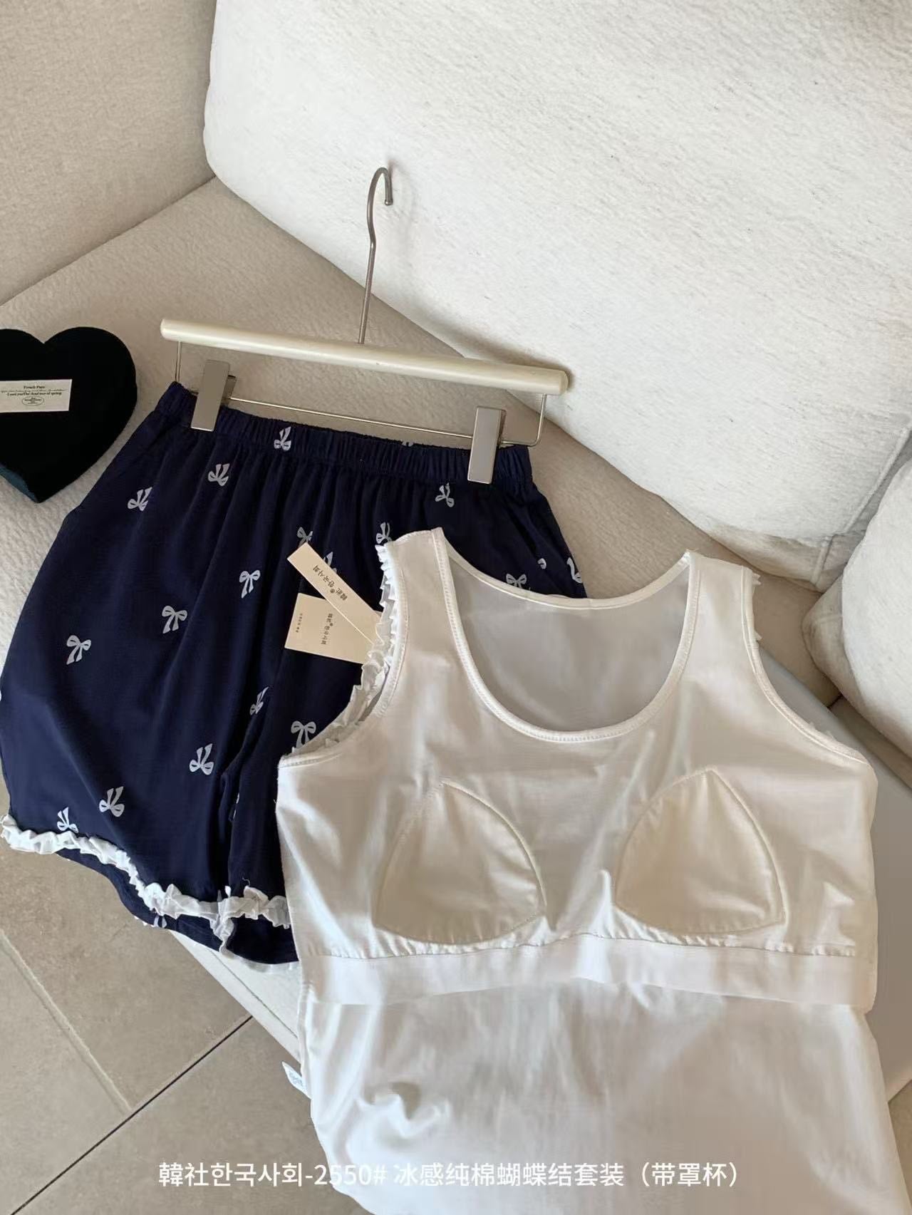 韓國爆款冰感純棉蝴蝶結睡衣