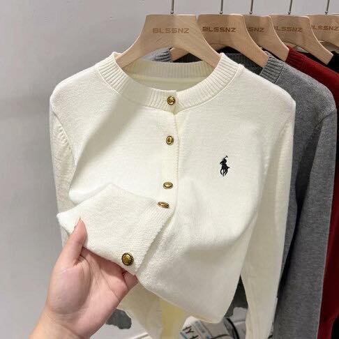 小馬標誌金釦針織開衫