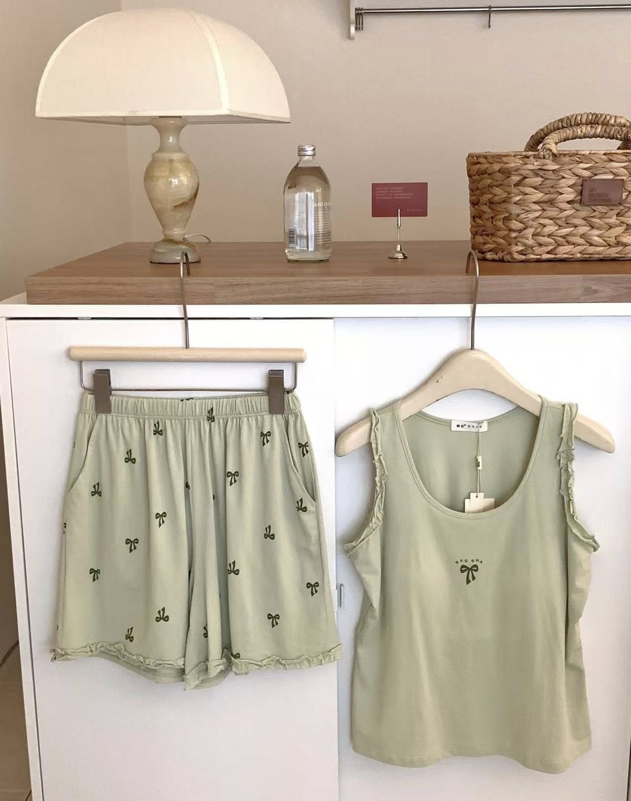 韓國爆款冰感純棉蝴蝶結睡衣