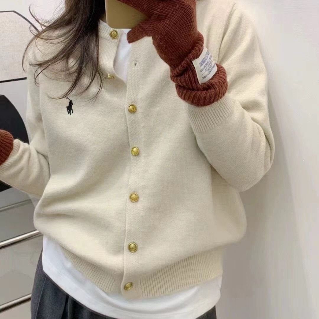 小馬標誌金釦針織開衫