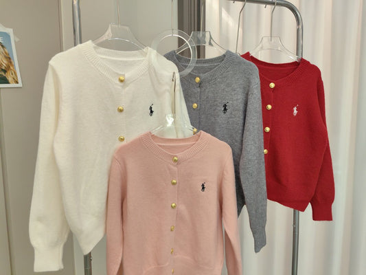 小馬標誌金釦針織開衫