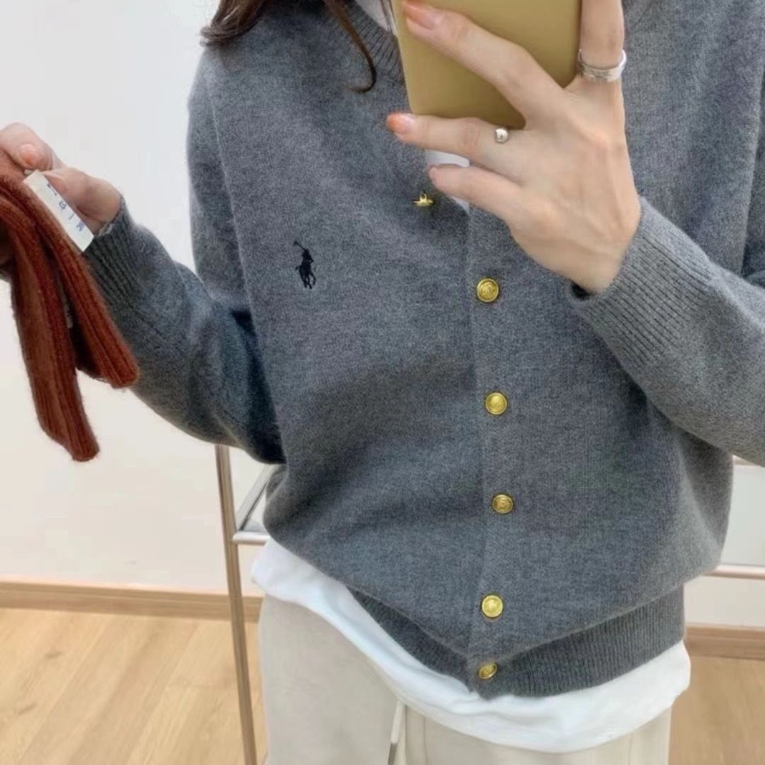 小馬標誌金釦針織開衫
