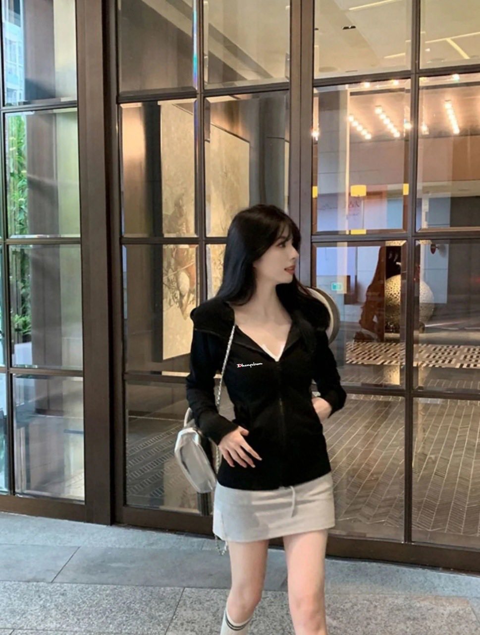 冠軍加絨修身連帽衛衣外套