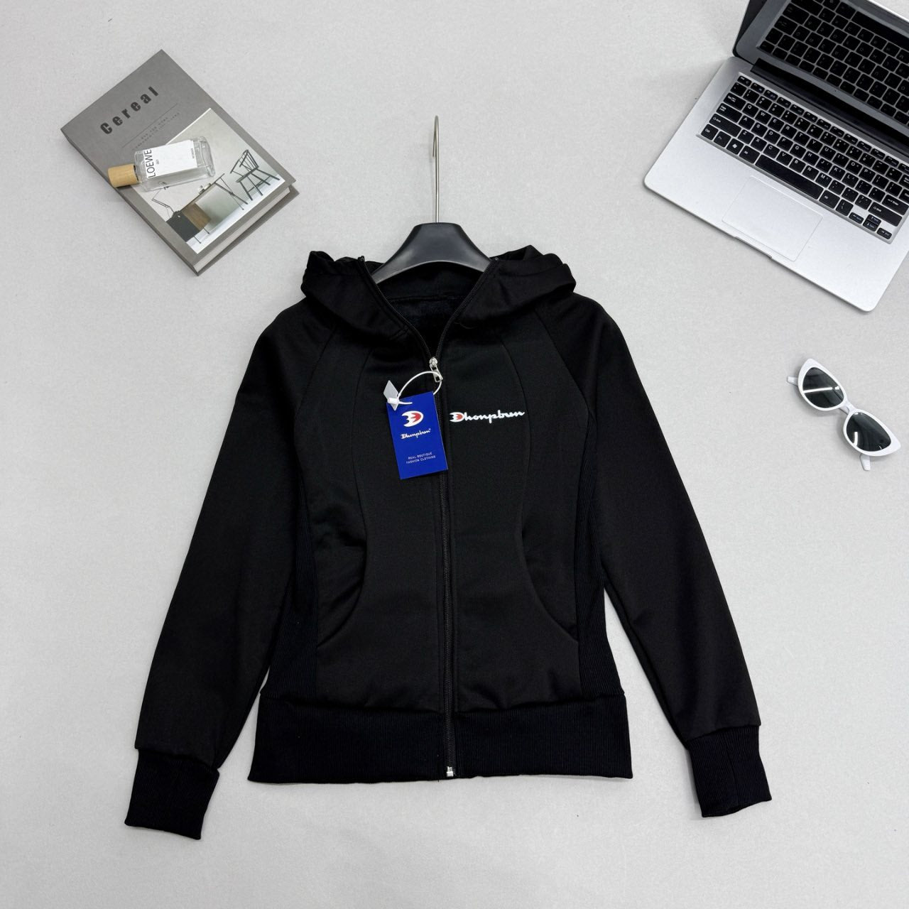 冠軍加絨修身連帽衛衣外套