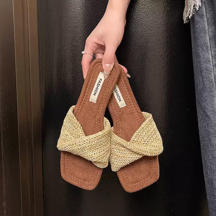 東大門扭結編織平底涼拖鞋