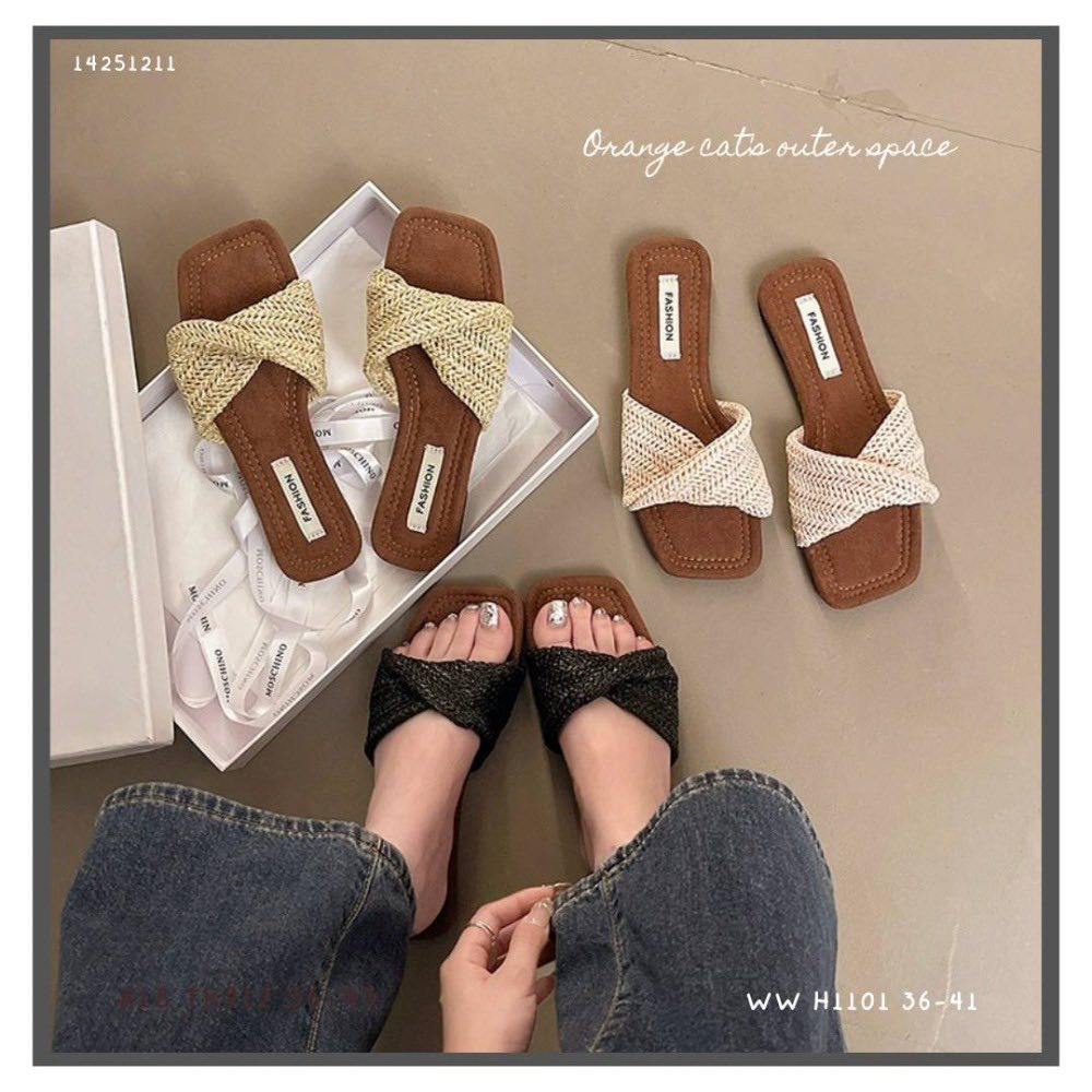 東大門扭結編織平底涼拖鞋