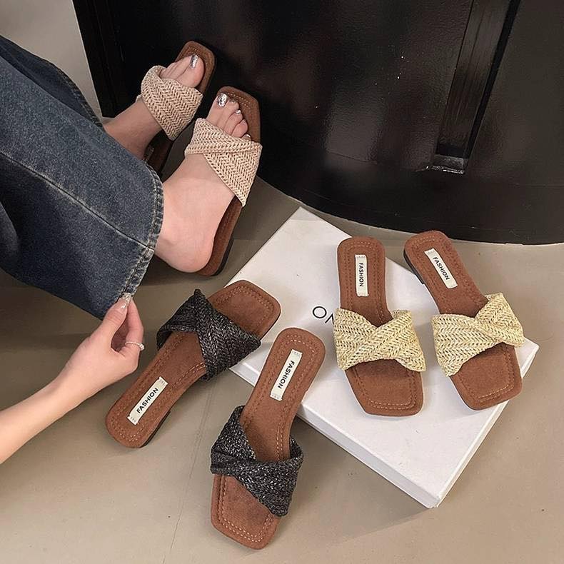 東大門扭結編織平底涼拖鞋