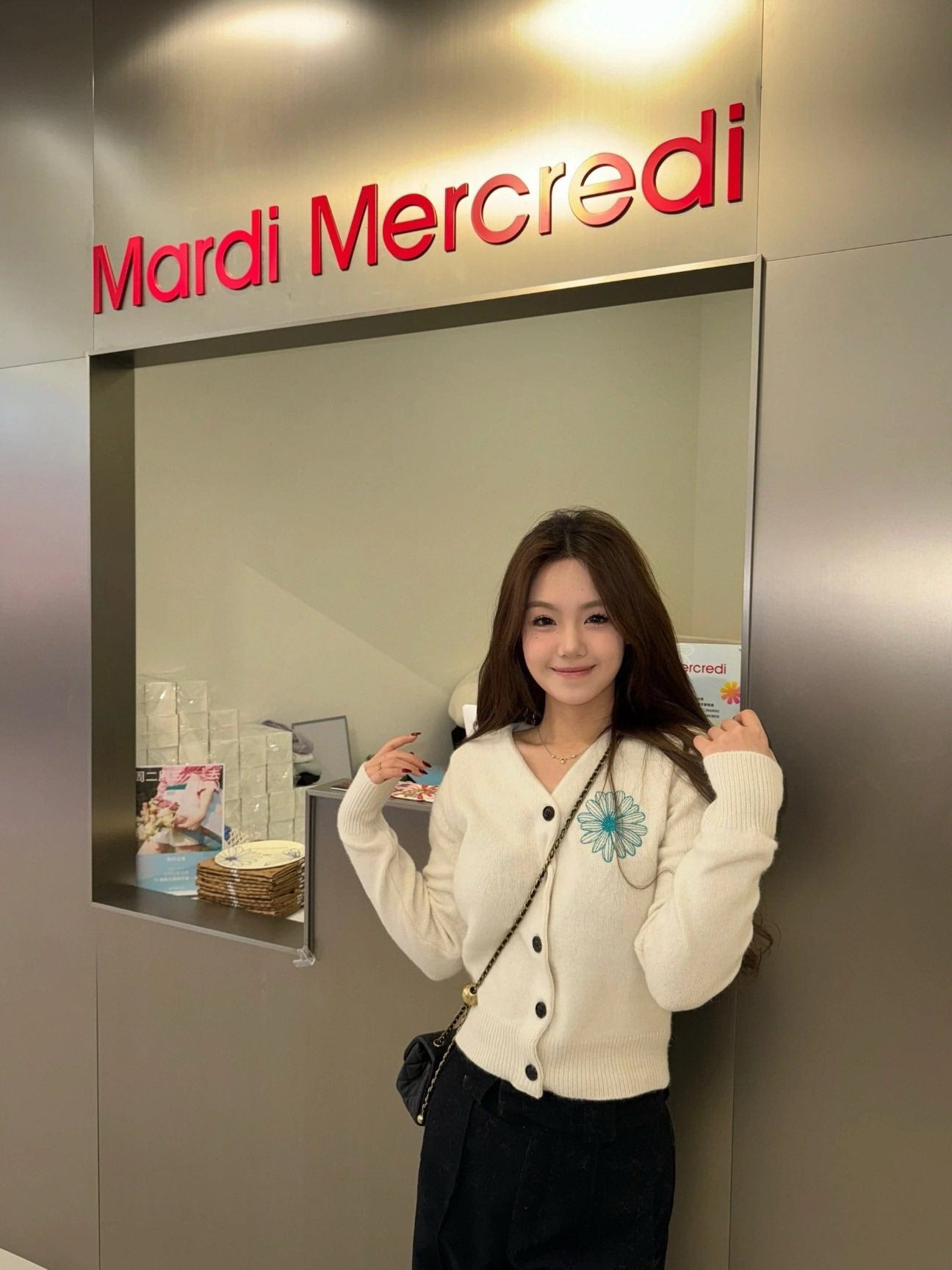 韓國Mardi甜美小雛菊針織開衫
