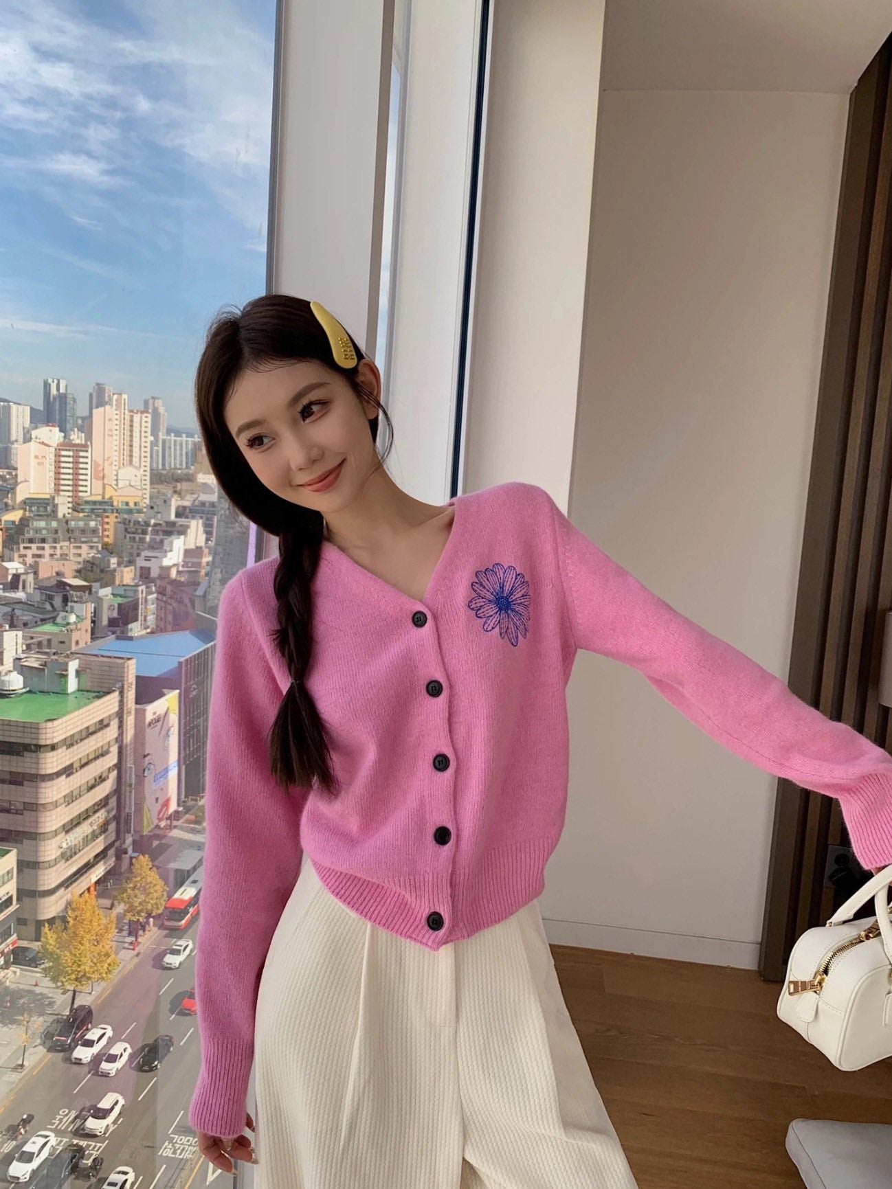 韓國Mardi甜美小雛菊針織開衫
