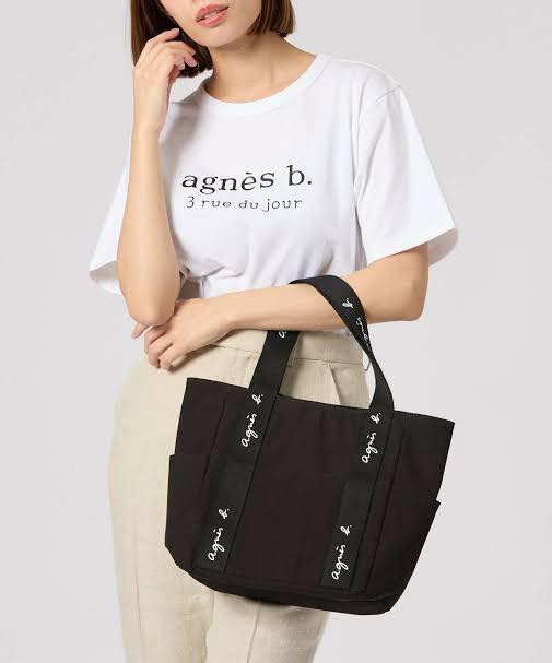日本 Agnes b Logo 字母手提托特包