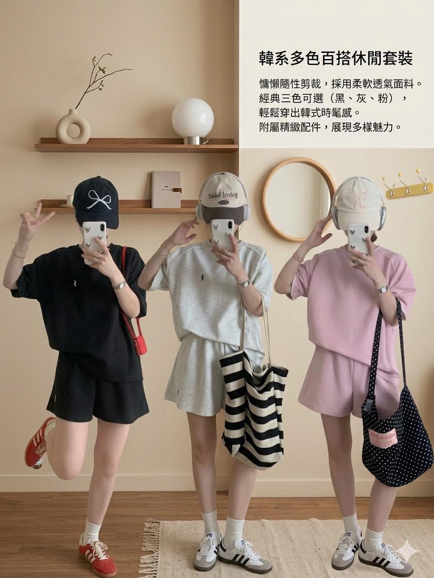 小馬刺繡休閒運動套裝