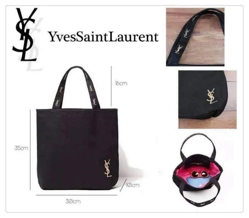 Y*SL 金色刺繡帆布包