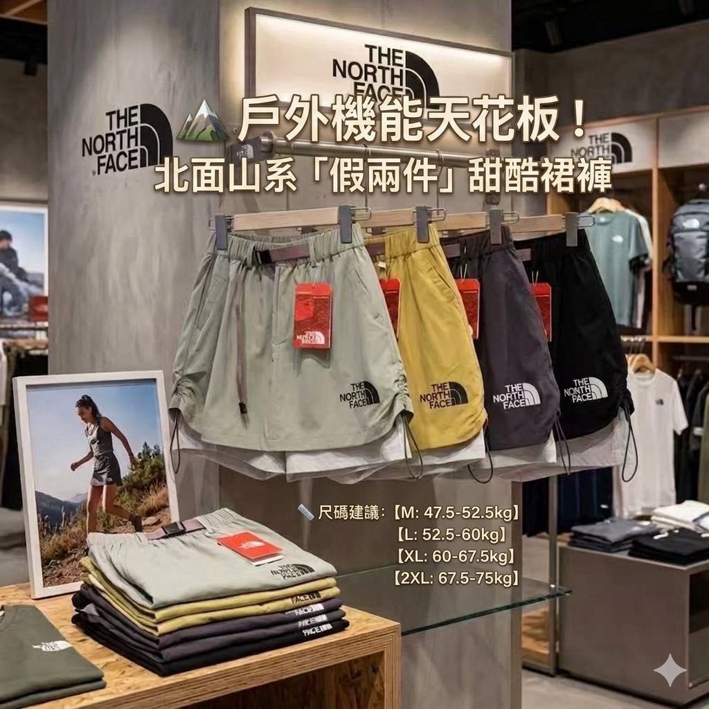 北面戶外機能裙褲