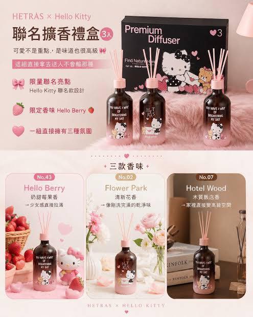 韓國頂級香氛 Hetras × Hello Kitty 聯名限定擴香禮盒