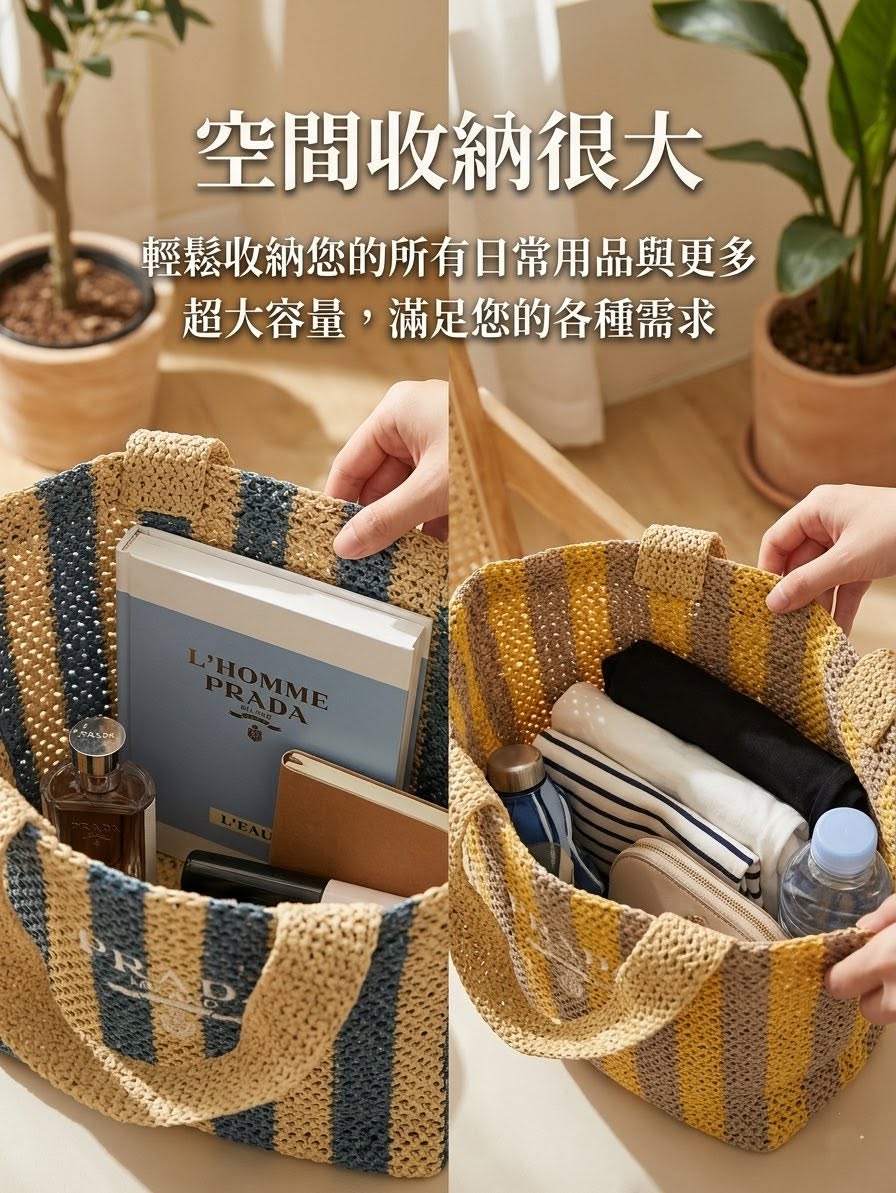 普拉達草編版托特包