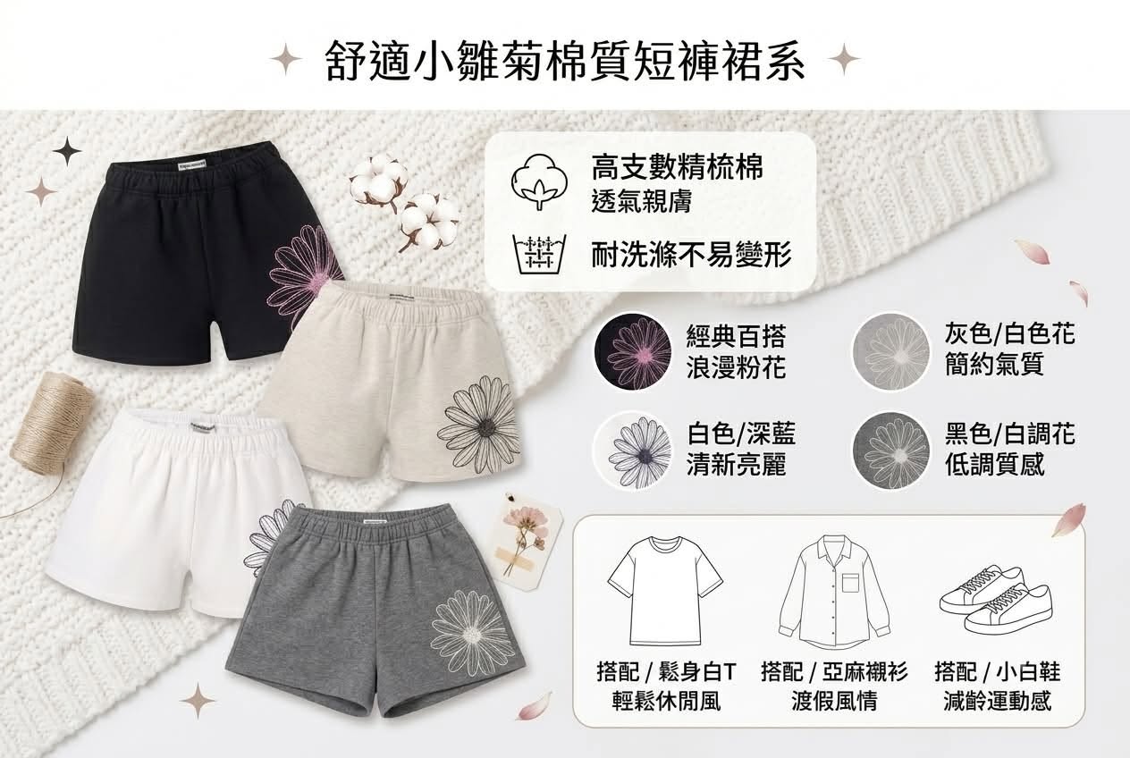 Mardi Mercredi 小雛菊棉短褲