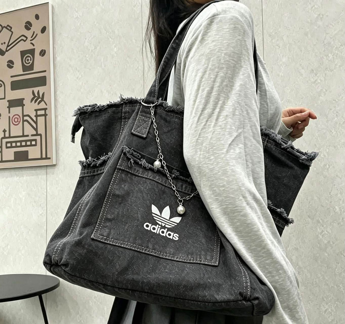三葉草水洗毛邊托特包